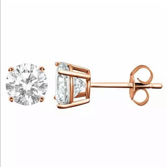 18K Rose Gold Plated Swarovski Crystals Earrings - Picture 5 of 7